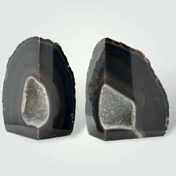 Geode Center Agate Crystal Bookends, Bookshelf Decor, Weighs Over 7+ lbs. (FH) - Picture 7 of 12